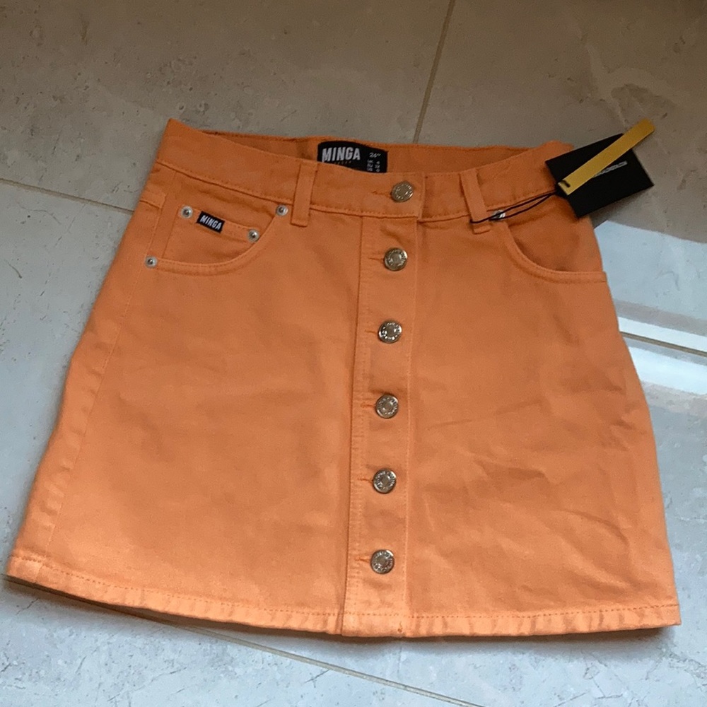 Orange Denim Skirt
